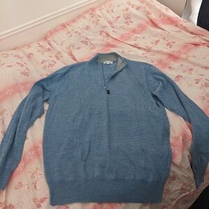 Peter Millar Quarter Zip Merino Wool Blue Sweater men's size medium